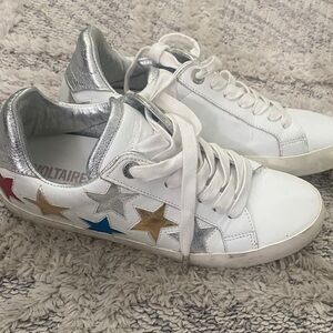 White Sneakers with Multicolor Stars